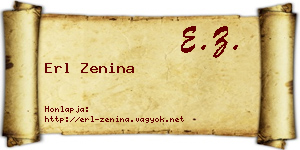 Erl Zenina névjegykártya